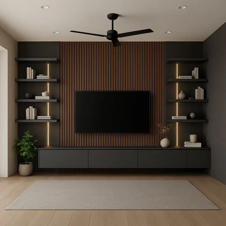 تصميم داخلي أنيق لركن تلفزيون مودرن